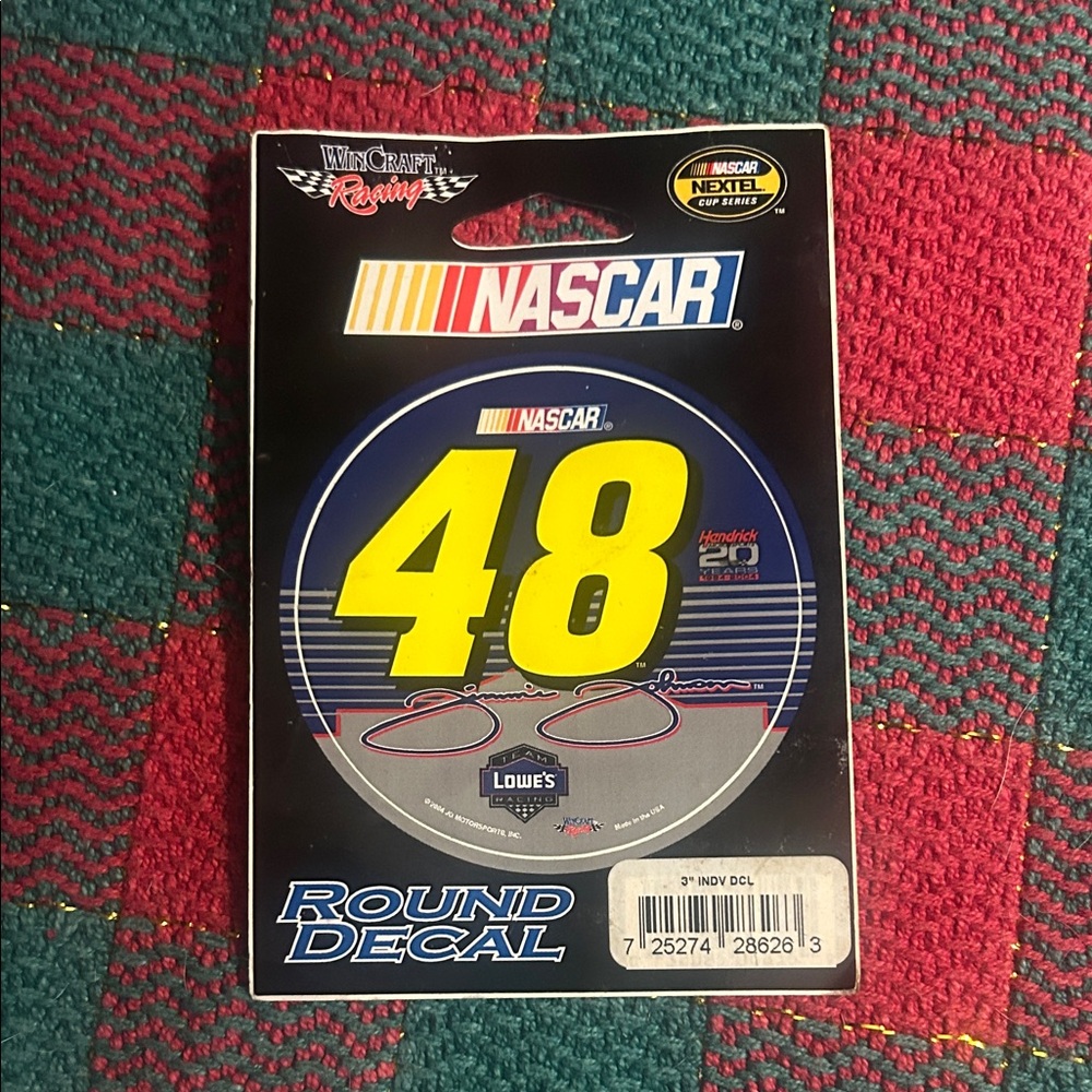 Nascar Round Decal with Yellow and Blue Design